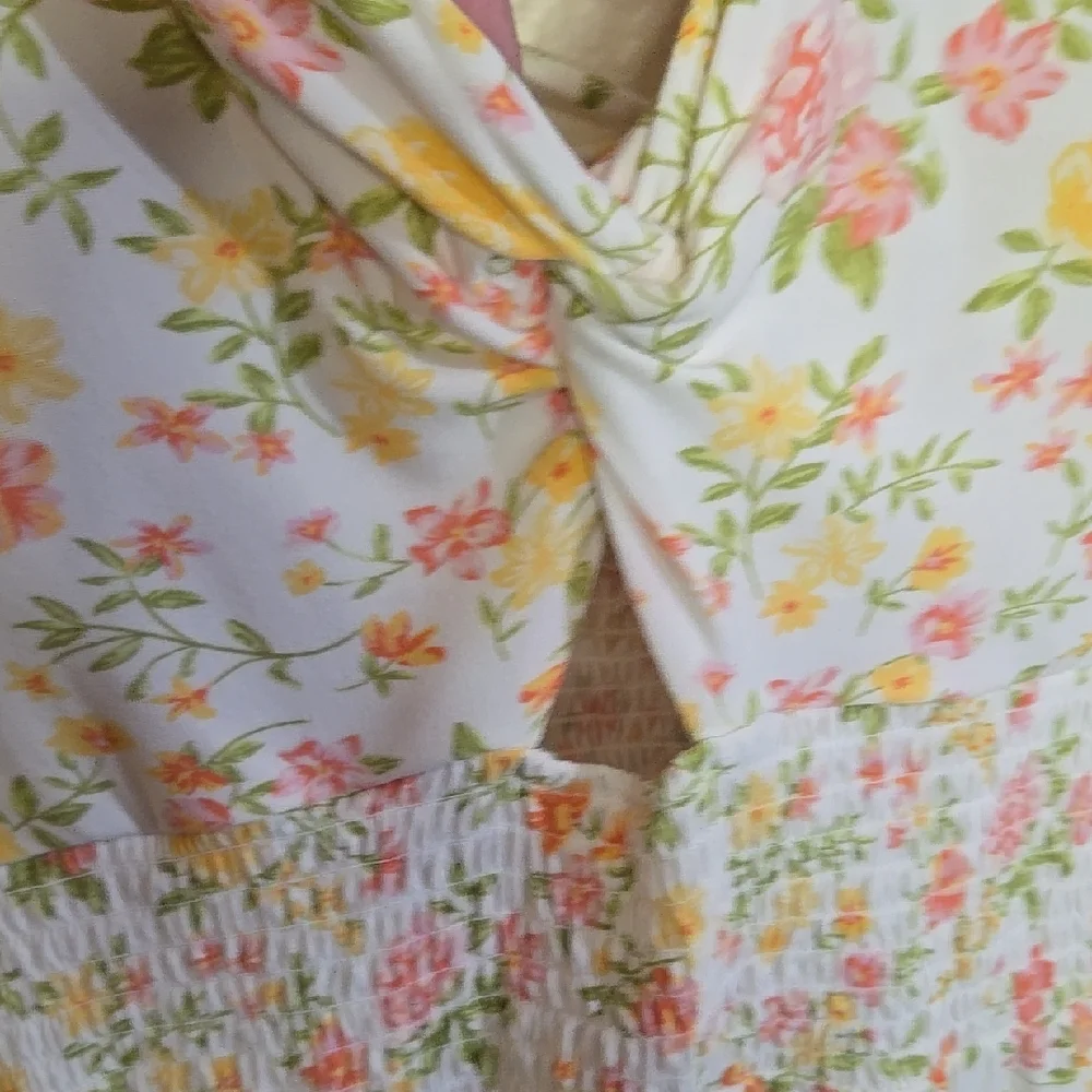 No Boundaries Floral Mini Dress in Pink and Yellow - Picture 3 of 4